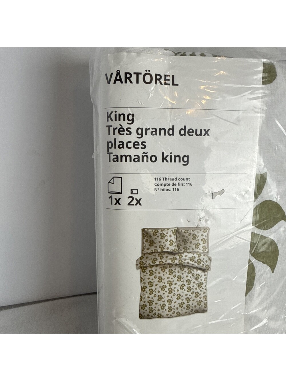 Ikea VARTOREL King Duvet cover and pillowcases green - NEW 304.985.50